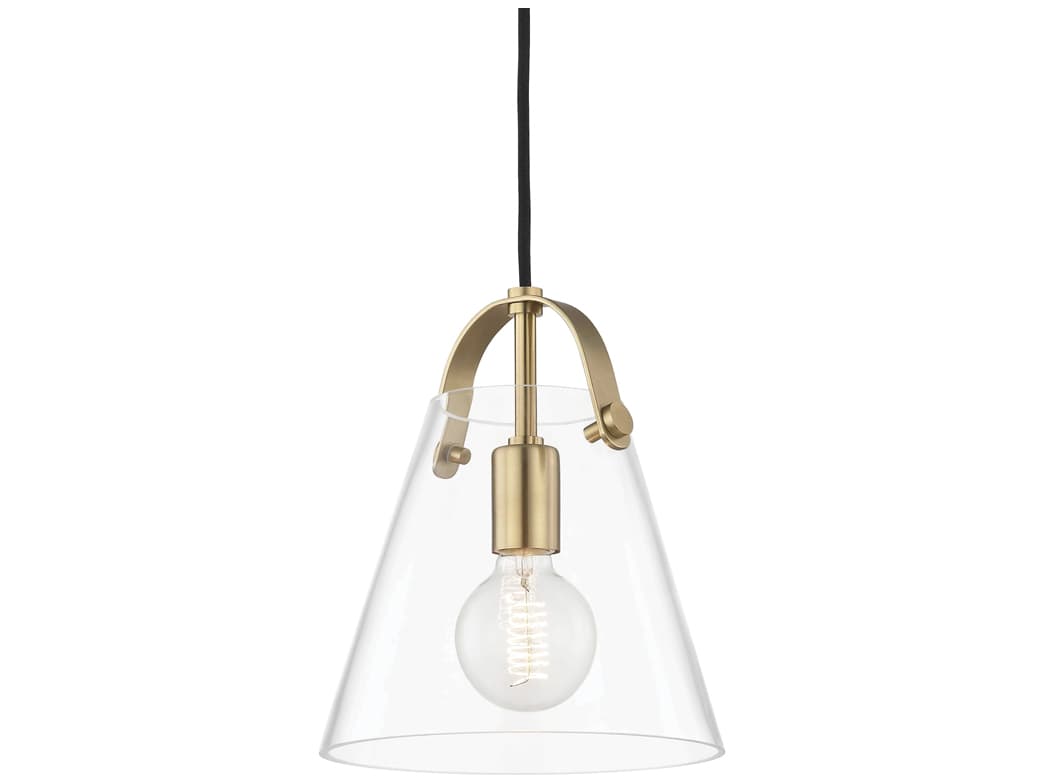 Mitzi Karin 1-Light Aged Brass Clear Glass Mini Pendant