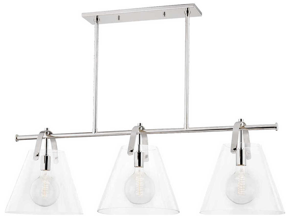 Mitzi Karin 3-Light Polished Nickel Clear Glass Linear Island Pendant