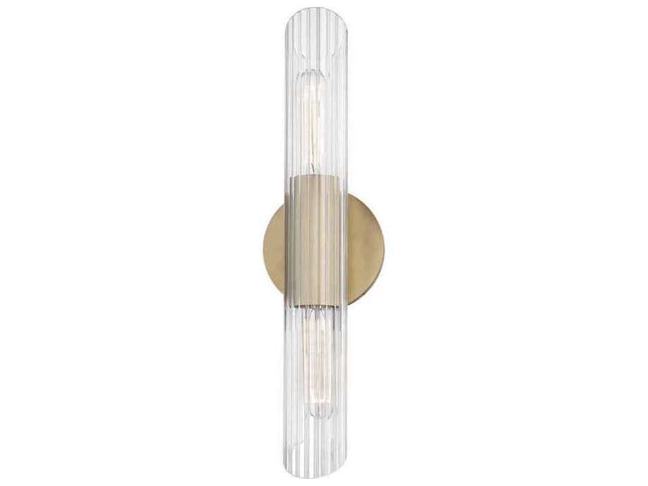 Mitzi Cecily 2-Light Aged Brass Glass Vanity Light