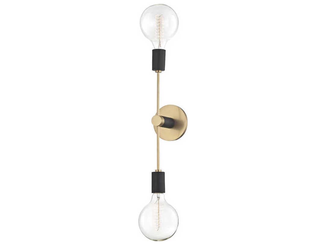 Mitzi Astrid 2-Light Aged Brass Black Wall Sconce