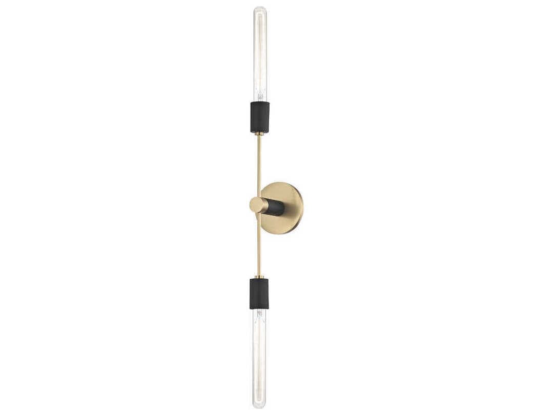Mitzi Astrid 2-Light Aged Brass Black Wall Sconce