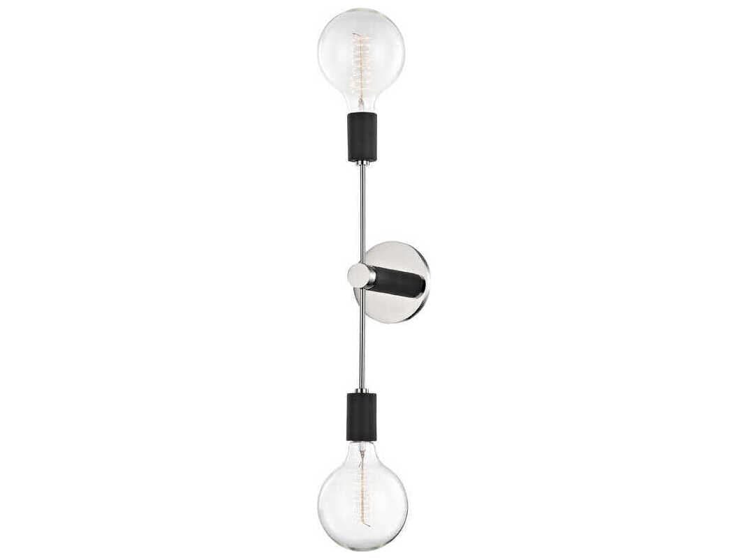 Mitzi Astrid 2-Light Polished Nickel Black Wall Sconce