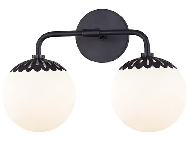 Mitzi Paige 2-Light Old Bronze White Glass Vanity Light