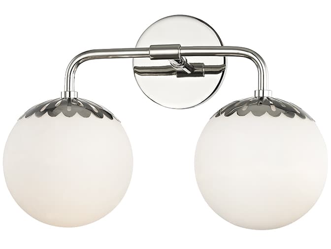 Mitzi Paige 2-Light Polished Nickel White Glass Vanity Light