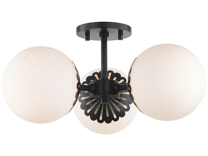 Mitzi Paige 3-Light Old Bronze Glass Globe Semi Flush Mount
