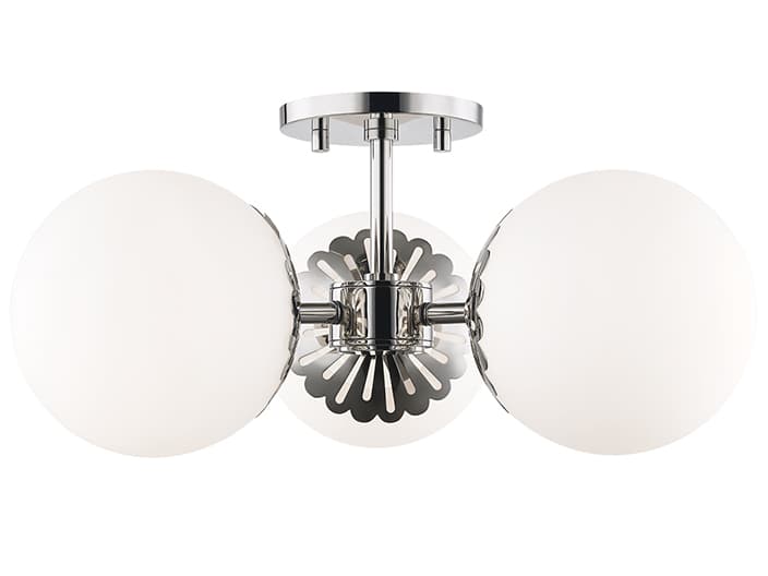 Mitzi Paige 3-Light Polished Nickel Glass Globe Semi Flush Mount