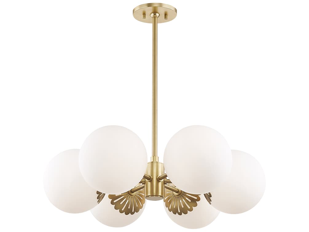 Mitzi Paige 6-Light Aged Brass Glass Globe Chandelier