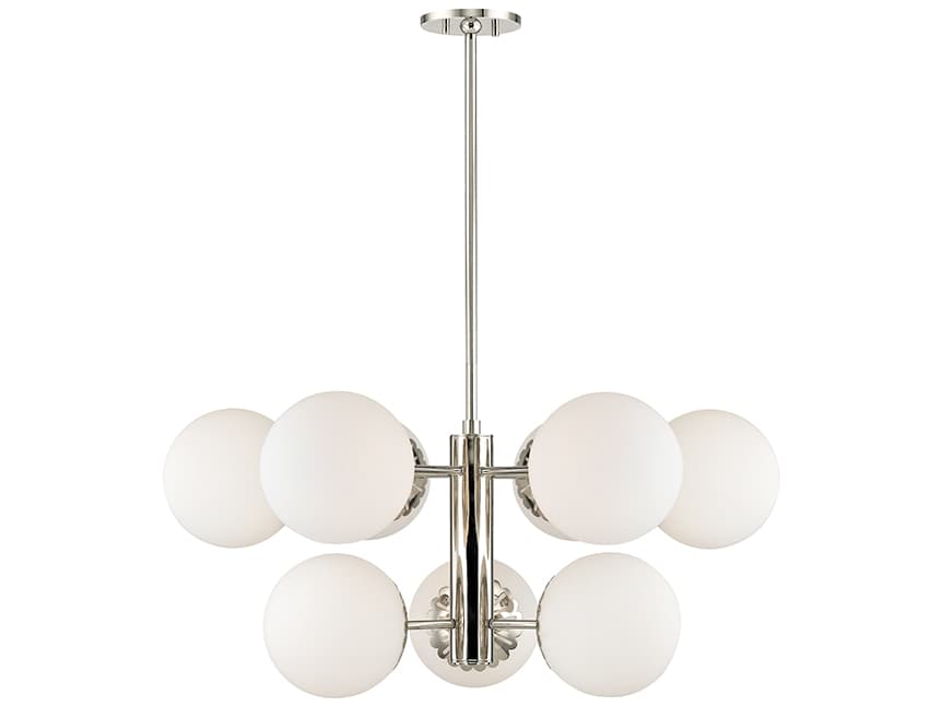 Mitzi Paige 9-Light Polished Nickel Glass Globe Chandelier