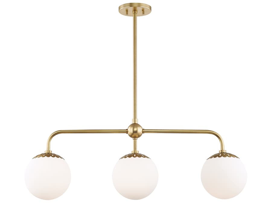 Mitzi Paige 3-Light Aged Brass Glass Globe Linear Island Pendant