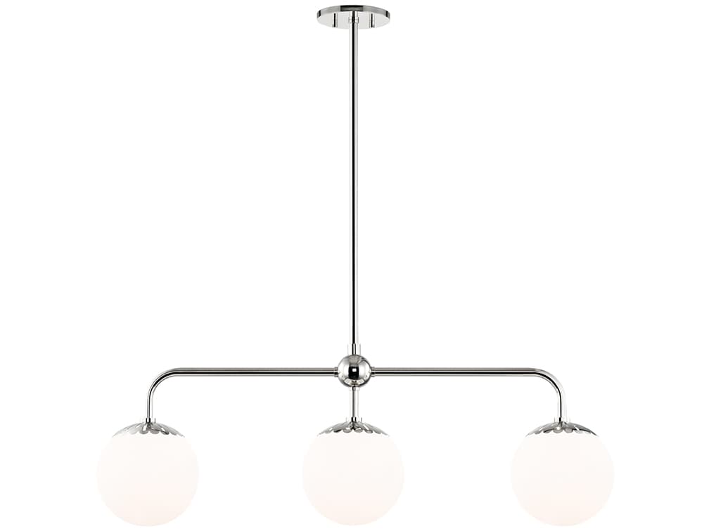 Mitzi Paige 3-Light Polished Nickel Glass Globe Linear Island Pendant