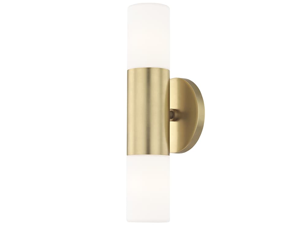 Mitzi Lola 2-Light Aged Brass White Glass LED Wall Sconce