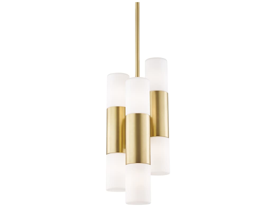 Mitzi Lola 6-Light Aged Brass Glass LED Cylinder Mini Pendant