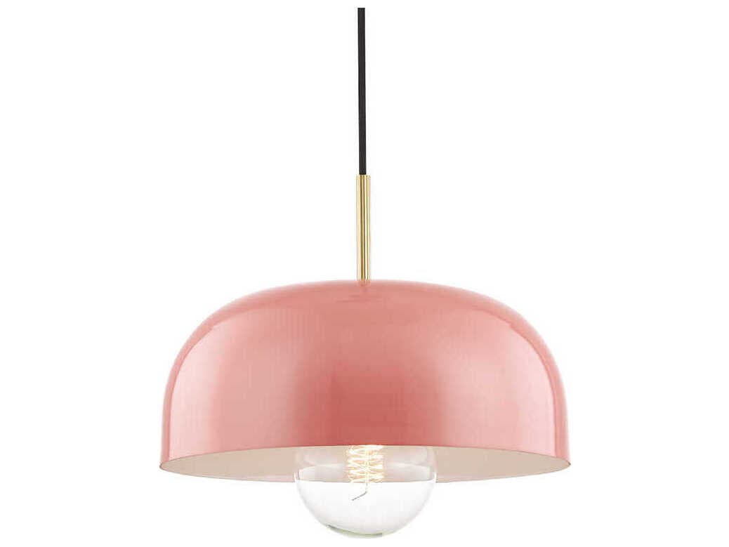 Mitzi Avery 1-Light Aged Brass Pink Dome Pendant