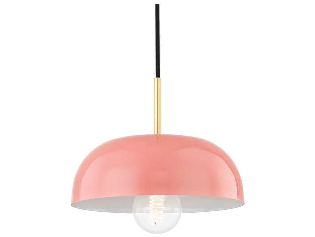 Mitzi Avery 1-Light Aged Brass Pink Dome Mini Pendant