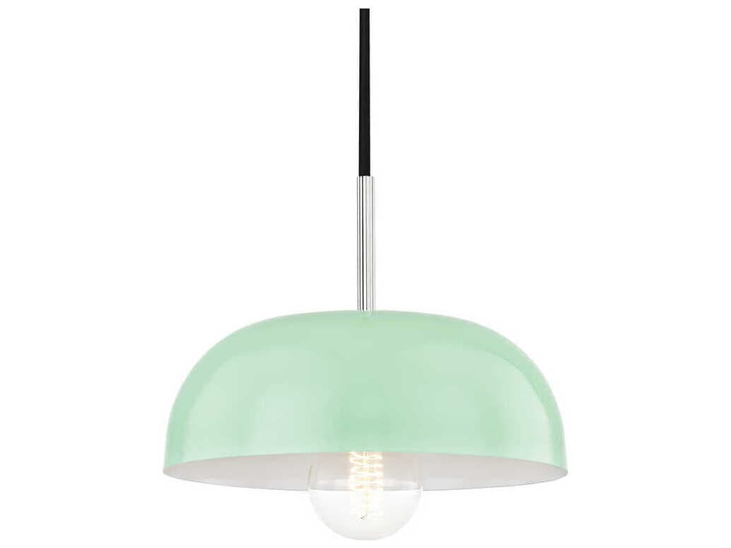 Mitzi Avery 1-Light Polished Nickel Mint Green Dome Mini Pendant