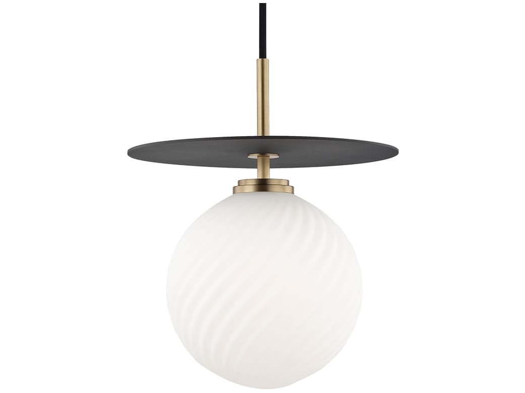 Mitzi Ellis 1-Light Aged Brass Black Glass LED Globe Mini Pendant