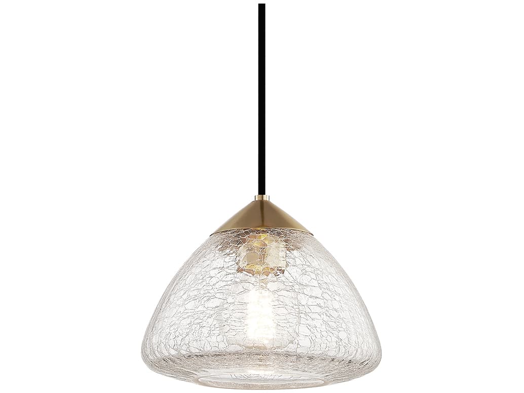 Mitzi Maya 1-Light Aged Brass Glass Mini Pendant