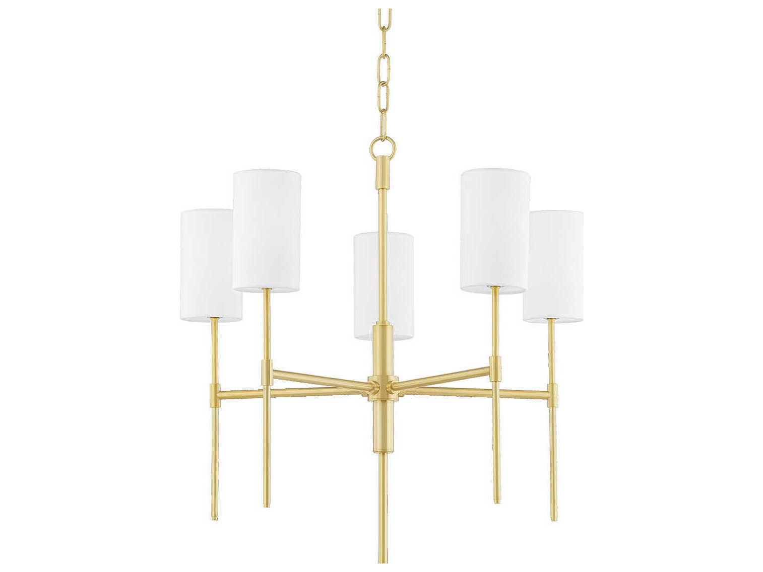 Mitzi Olivia 5-Light Aged Brass Candelabra Cylinder Chandelier