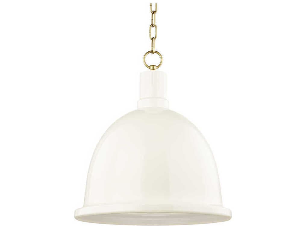 Mitzi Blair 1-Light Aged Brass Cream Dome Pendant