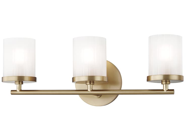 Mitzi Ryan 3-Light Aged Brass Glass Vanity Light