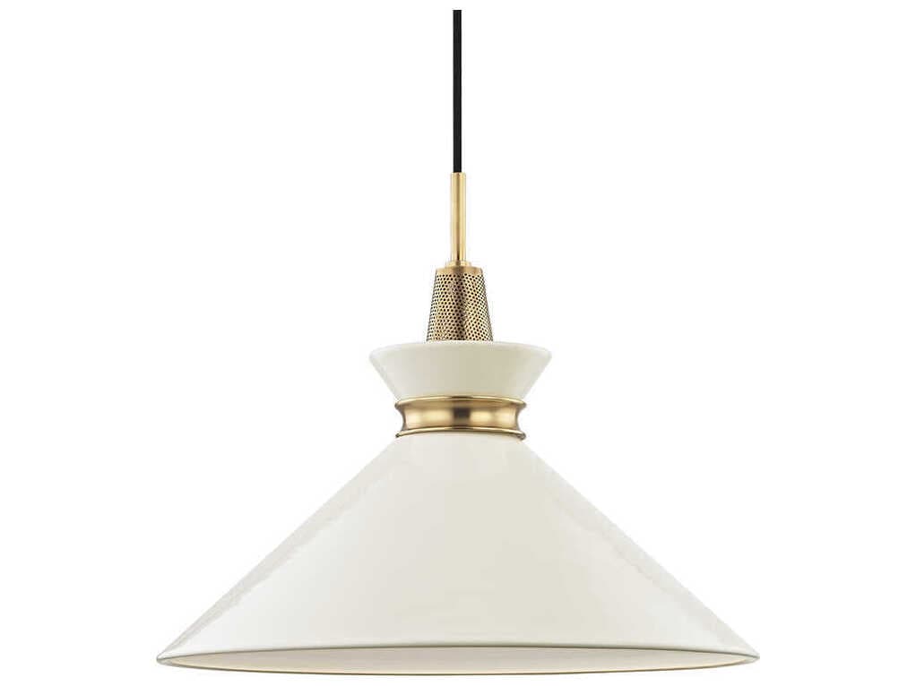 Mitzi Kiki 1-Light Aged Brass Cream Pendant