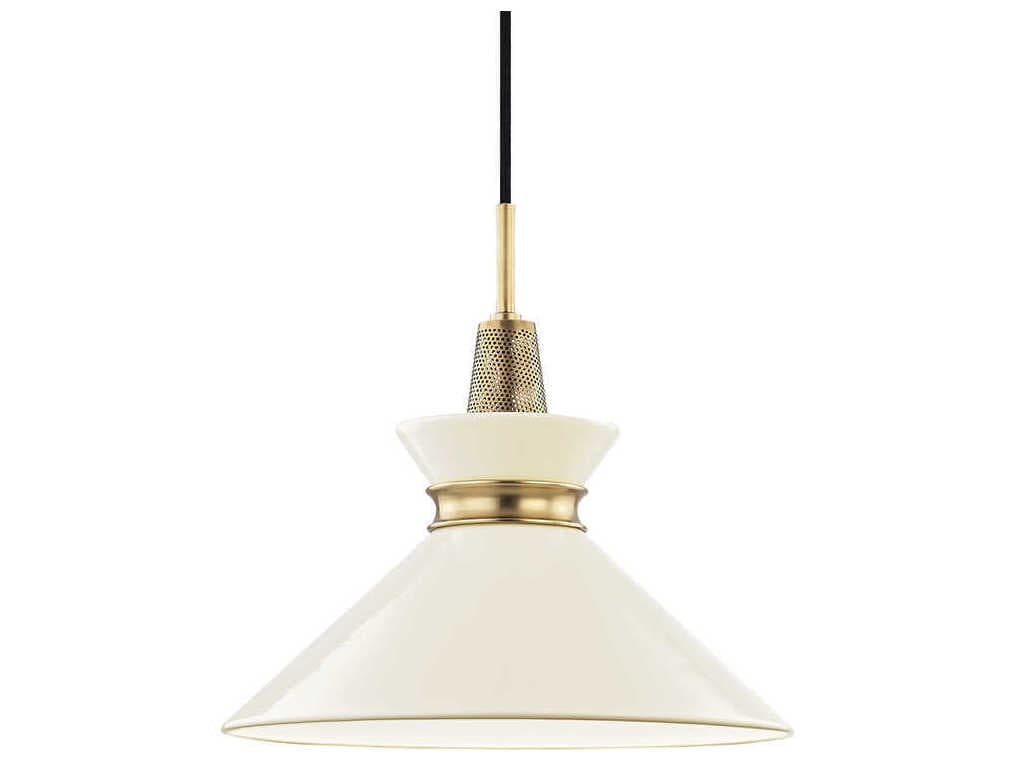 Mitzi Kiki 1-Light Aged Brass Cream Pendant