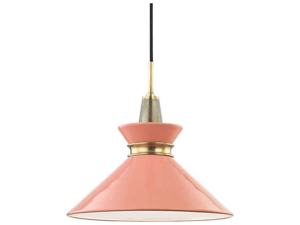Mitzi Kiki 1-Light Aged Brass Pink Pendant