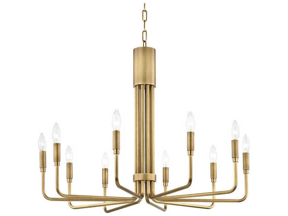Mitzi Brigitte 10-Light Aged Brass Candelabra Chandelier
