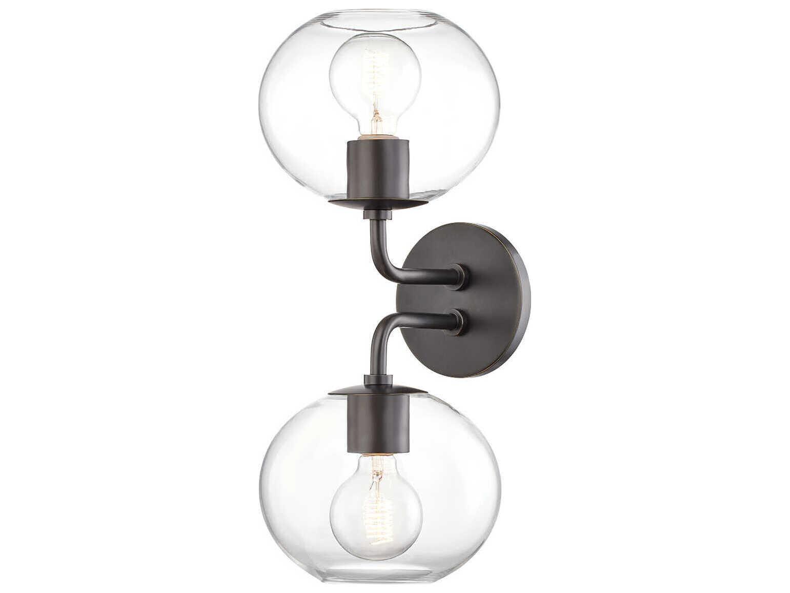 Mitzi Margot 2-Light Old Bronze Glass Wall Sconce