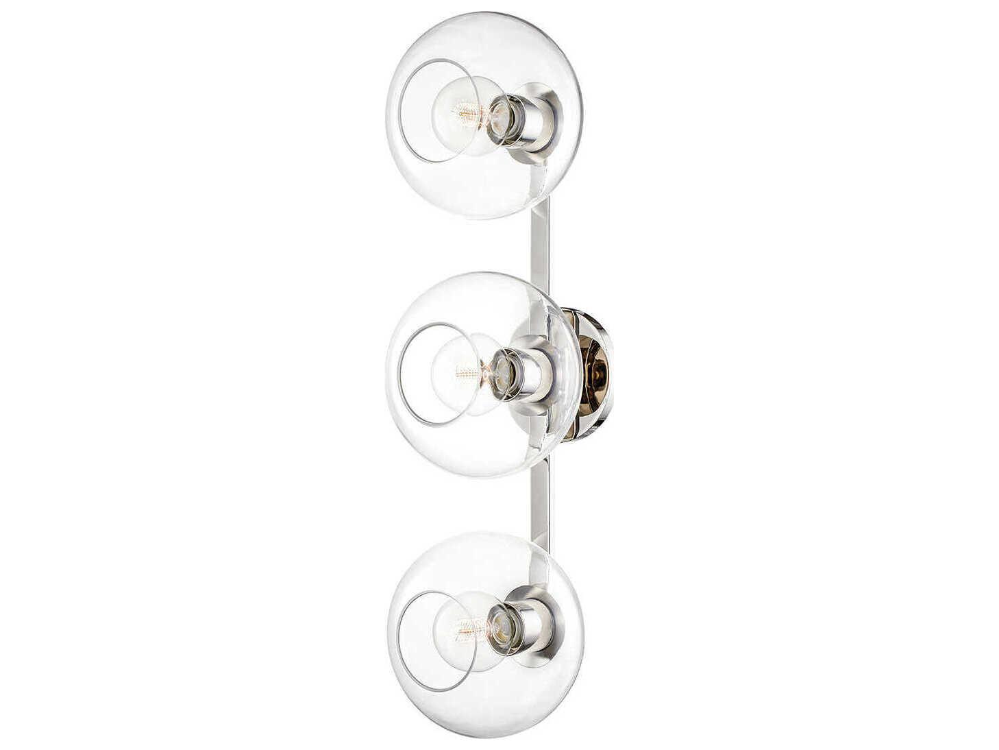 Mitzi Margot 3-Light Polished Nickel Glass Vanity Light