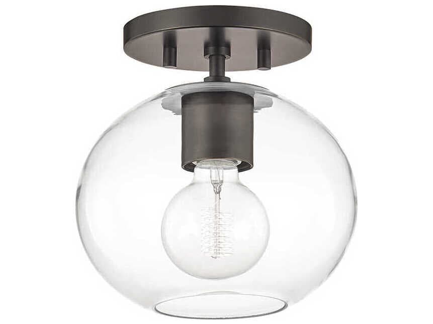 Mitzi Margot 1-Light Old Bronze Glass Globe Semi Flush Mount