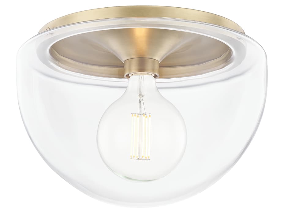 Mitzi Grace 1-Light Aged Brass Glass Dome Flush Mount