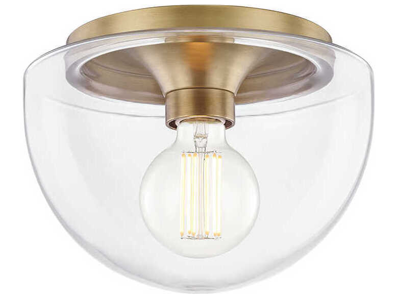 Mitzi Grace 1-Light Aged Brass Glass Dome Flush Mount