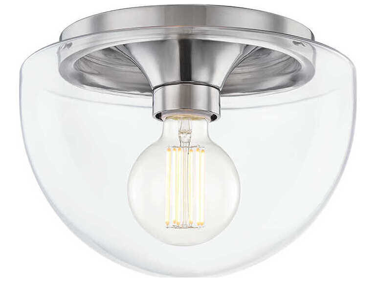 Mitzi Grace 1-Light Polished Nickel Glass Dome Flush Mount