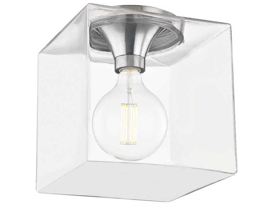 Mitzi Grace 1-Light Polished Nickel Glass Flush Mount