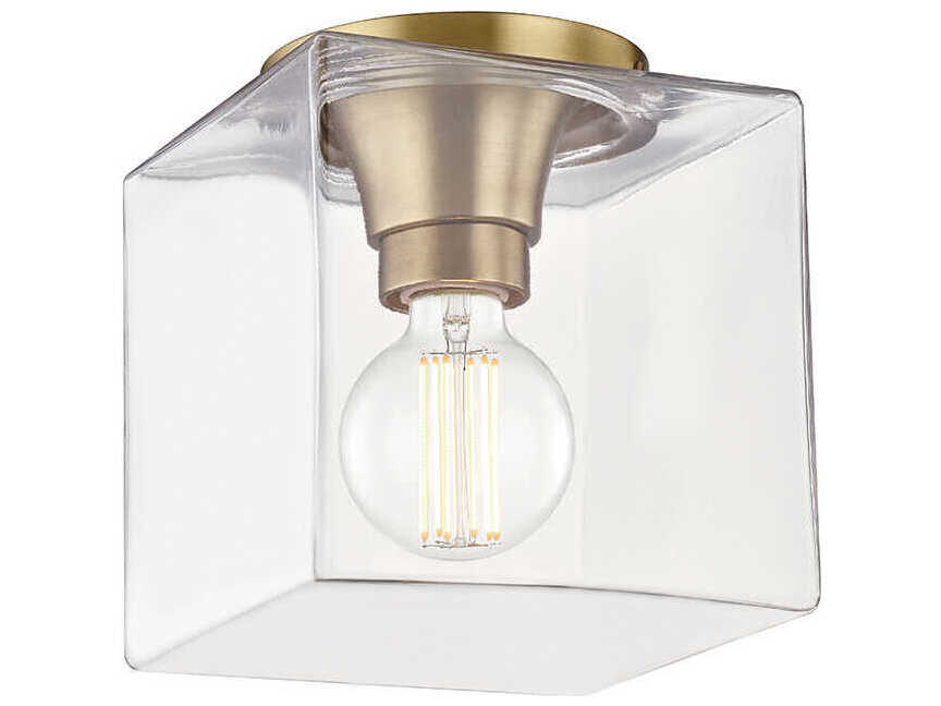 Mitzi Grace 1-Light Aged Brass Glass Flush Mount