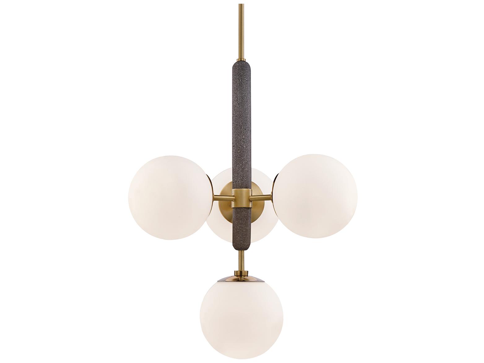 Mitzi Brielle 4-Light Aged Brass Glass Globe Pendant