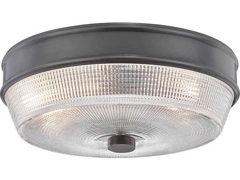 Mitzi Lacey 2-Light Old Bronze Glass Drum Flush Mount