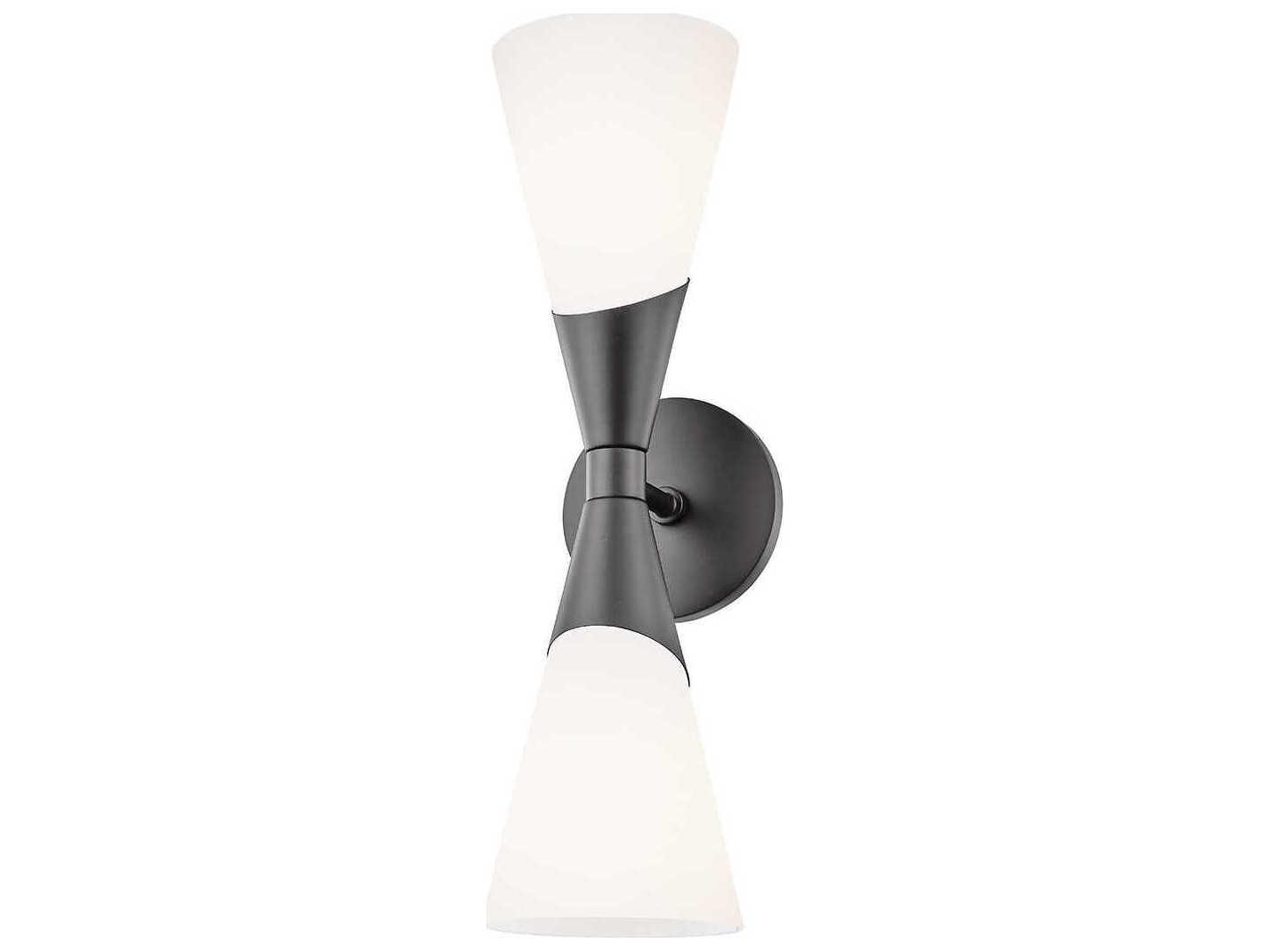 Mitzi Parker 2-Light Black Glass Wall Sconce