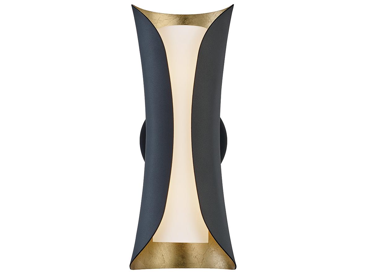 Mitzi Josie 2-Light Gold Leaf Black Glass Wall Sconce