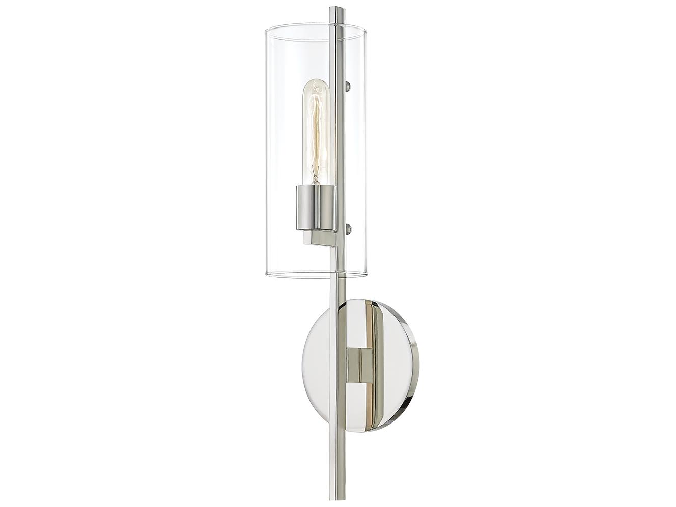 Mitzi Ariel 1-Light Polished Nickel Glass Wall Sconce