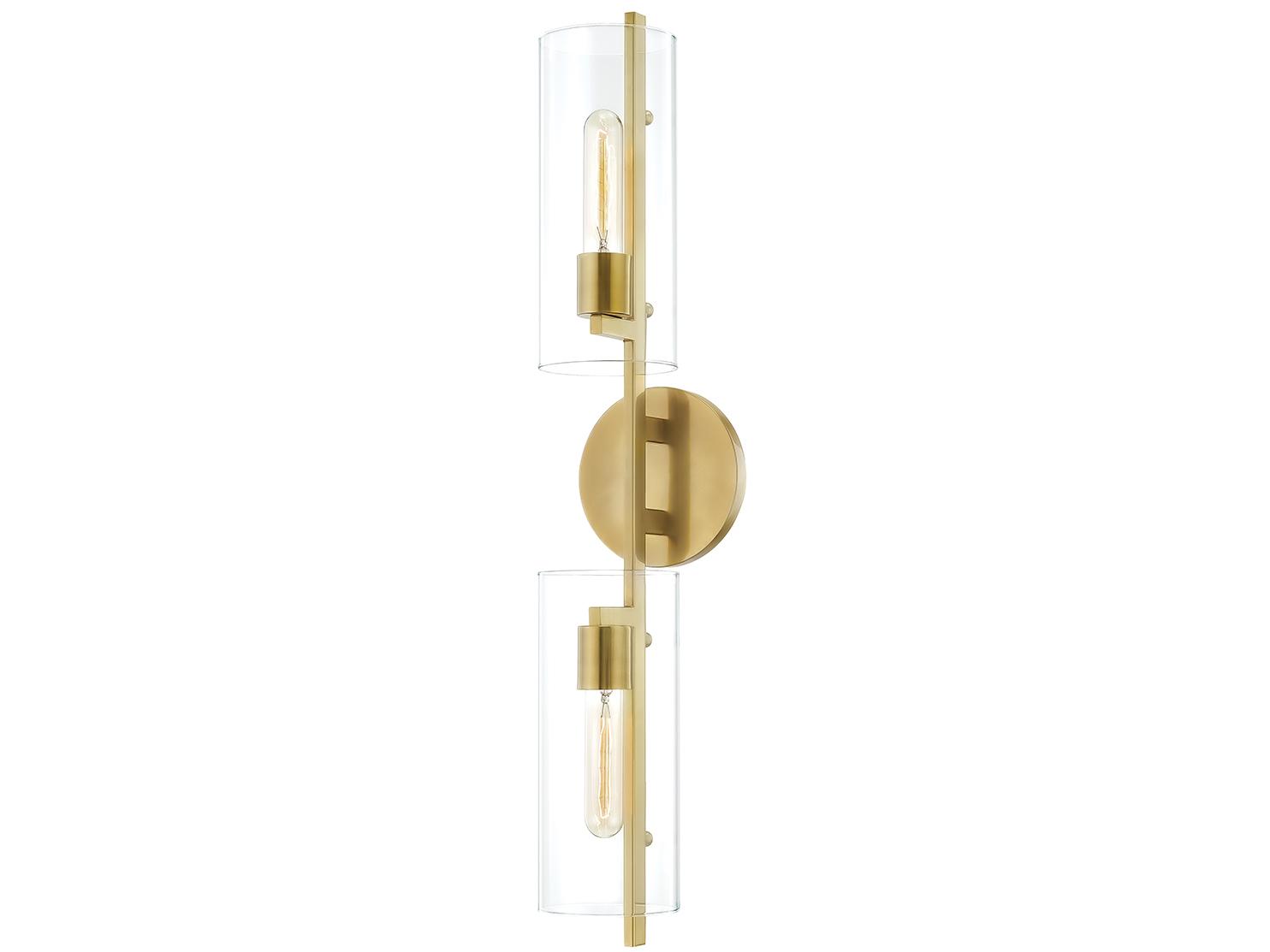 Mitzi Ariel 2-Light Aged Brass Glass Wall Sconce