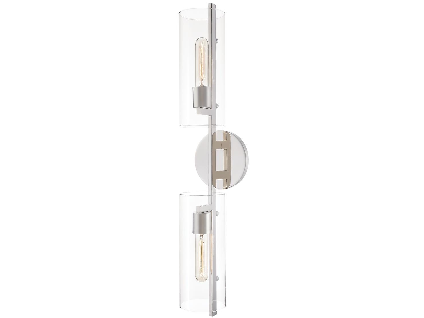 Mitzi Ariel 2-Light Polished Nickel Glass Wall Sconce