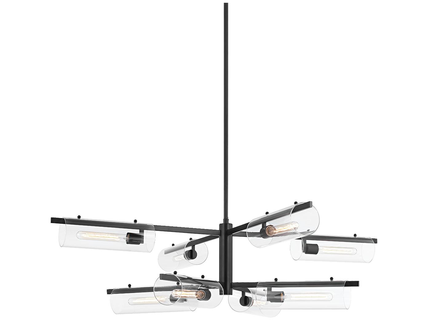 Mitzi Ariel 8-Light Soft Black Glass Cylinder Tiered Chandelier