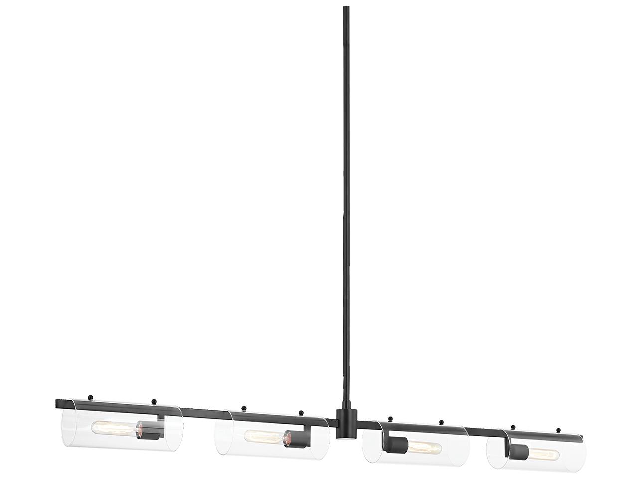 Mitzi Ariel 4-Light Soft Black Glass Cylinder Linear Island Pendant