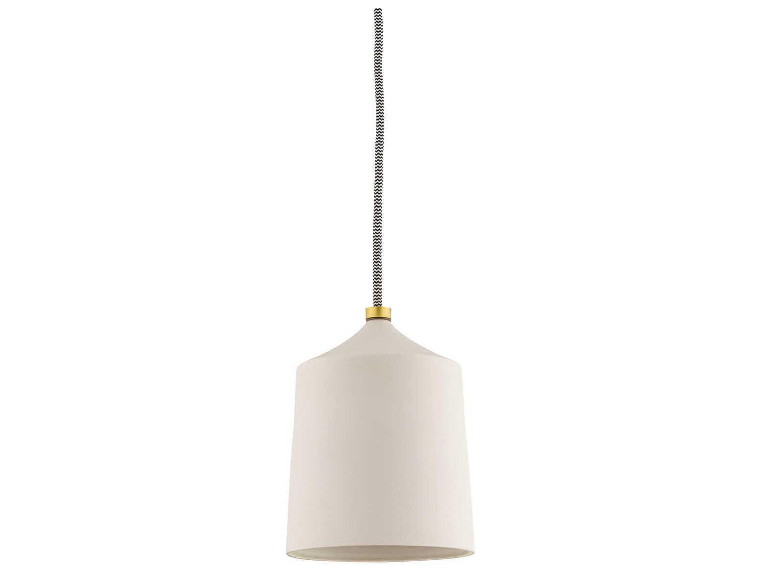 Mitzi Megan 1-Light Aged Brass Matte White Drum Mini Pendant