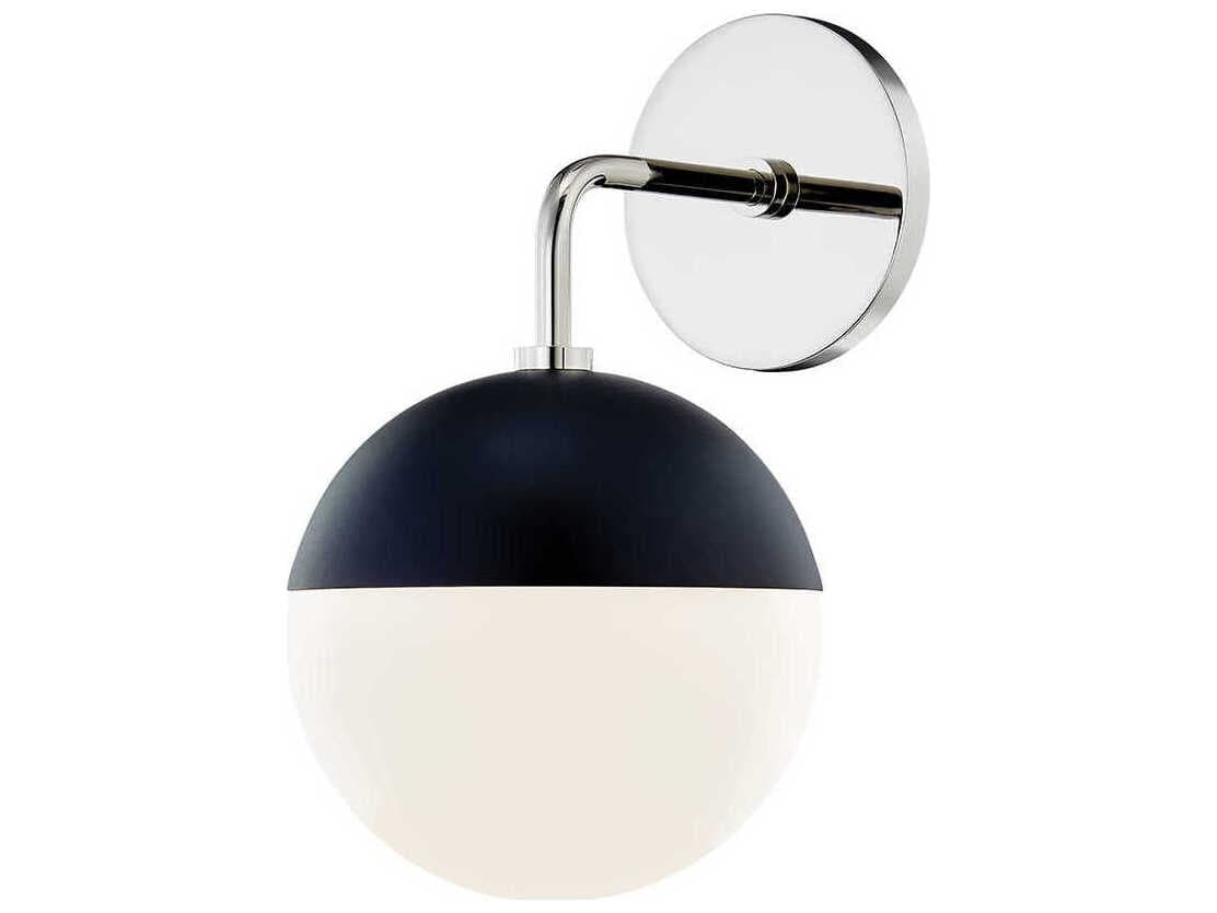 Mitzi Renee 1-Light Polished Nickel Black Glass Wall Sconce