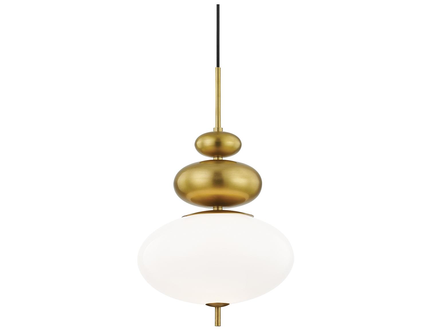 Mitzi Elsie 1-Light Aged Brass Glass Round Pendant