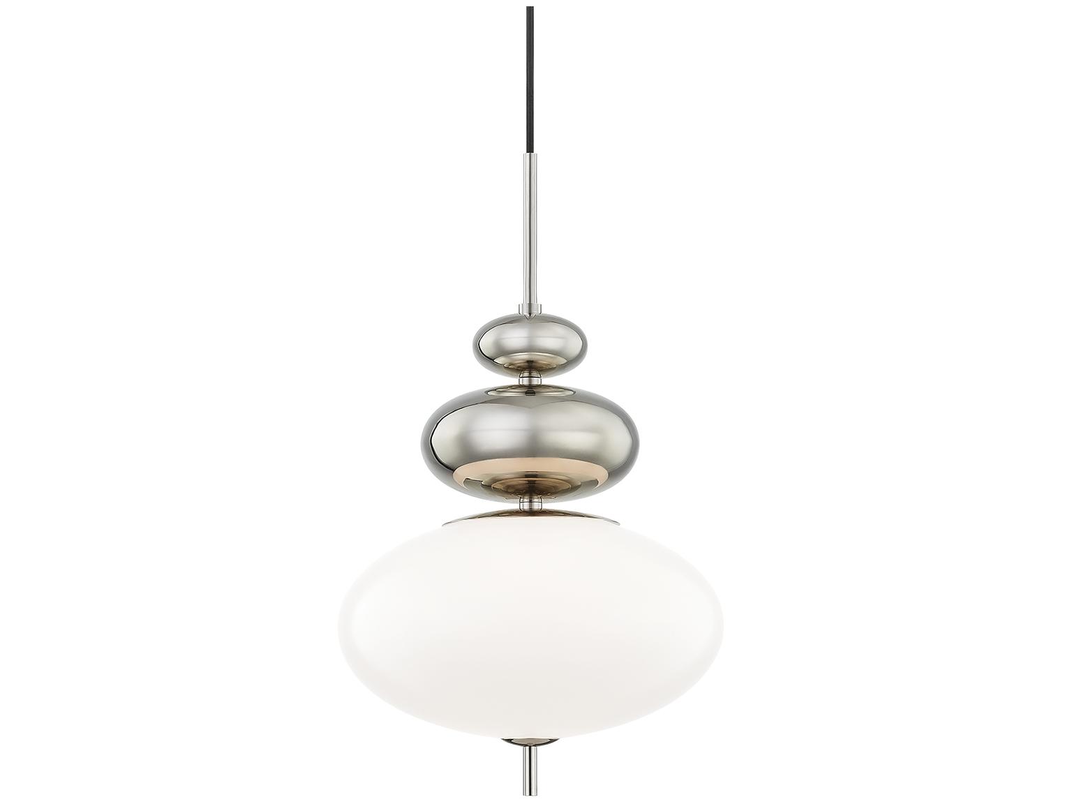 Mitzi Elsie 1-Light Polished Nickel Glass Round Pendant