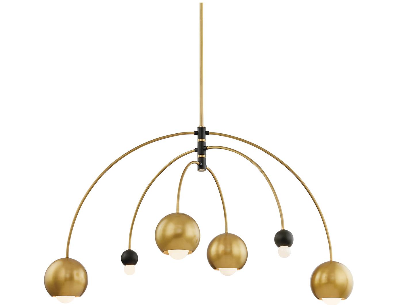 Mitzi Willow 2-Light Aged Brass Black Globe Pendant